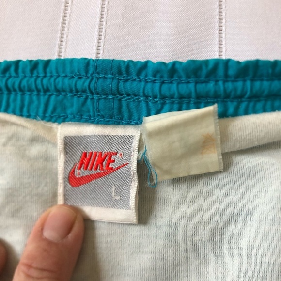 Vtg Teal Nike Embroidered Swimming Trunks - Picture 4 of 13